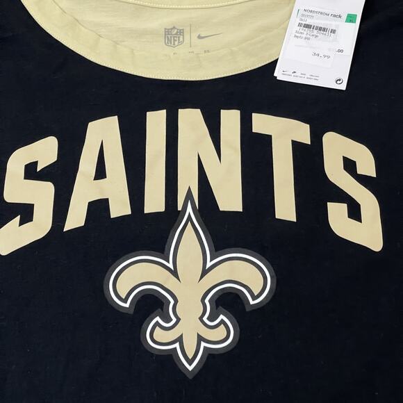 New Orleans Saints Shirt Womens XL Black Gold NFL Football Nike Fleur De Lis Tee - Picture 2 of 11